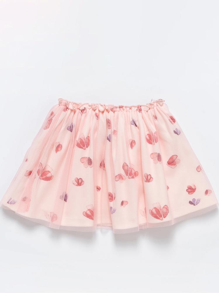 Artie Tulle Flowered Pink Double Layer Girls Tutu Skirt 6 to 24M