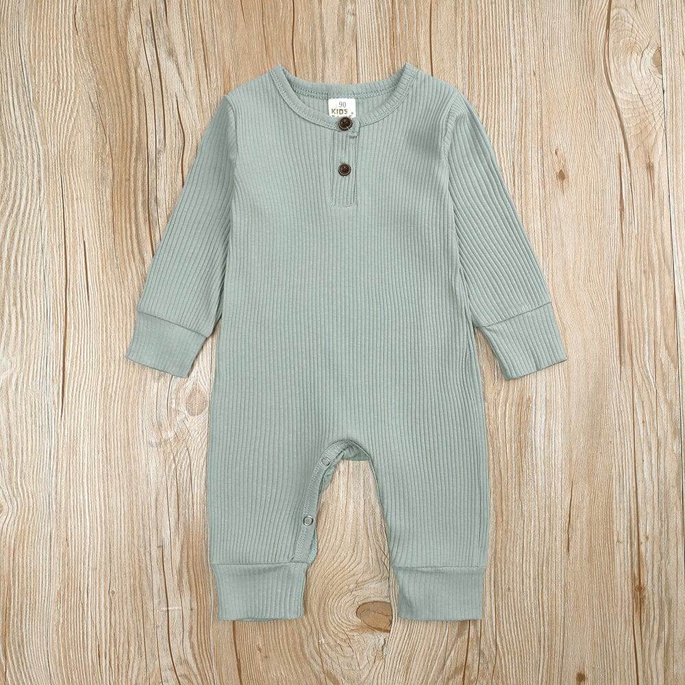 Sage Green Henley-Style Sleepsuit - Stylemykid.com