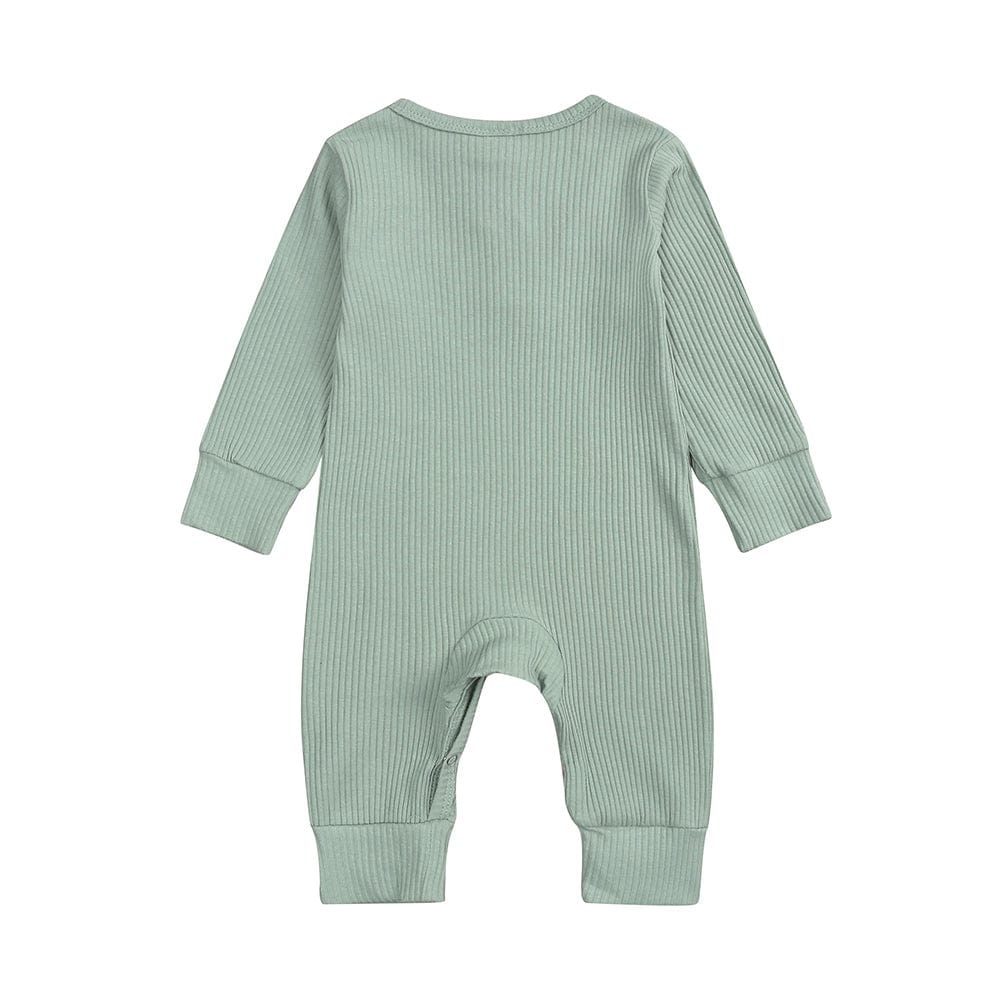 Sage Green Henley-Style Sleepsuit - Stylemykid.com