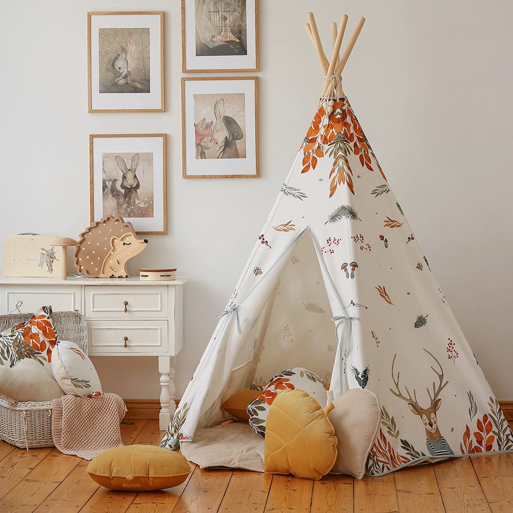 Forest Friends Teepee And Mat Set White Brown Red Green Blue