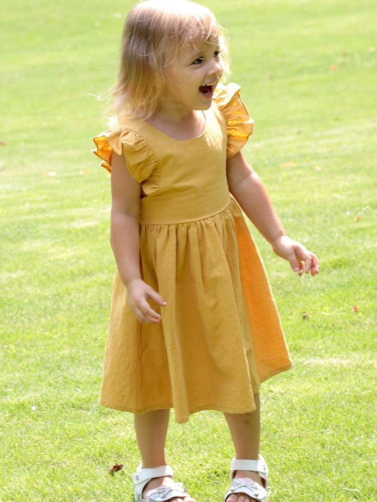 Little girl mustard yellow dress sale