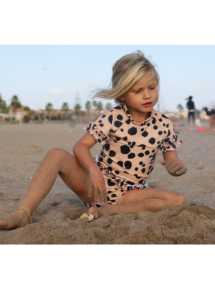 Swim Bikini Bottoms Animal Print Sand and Black