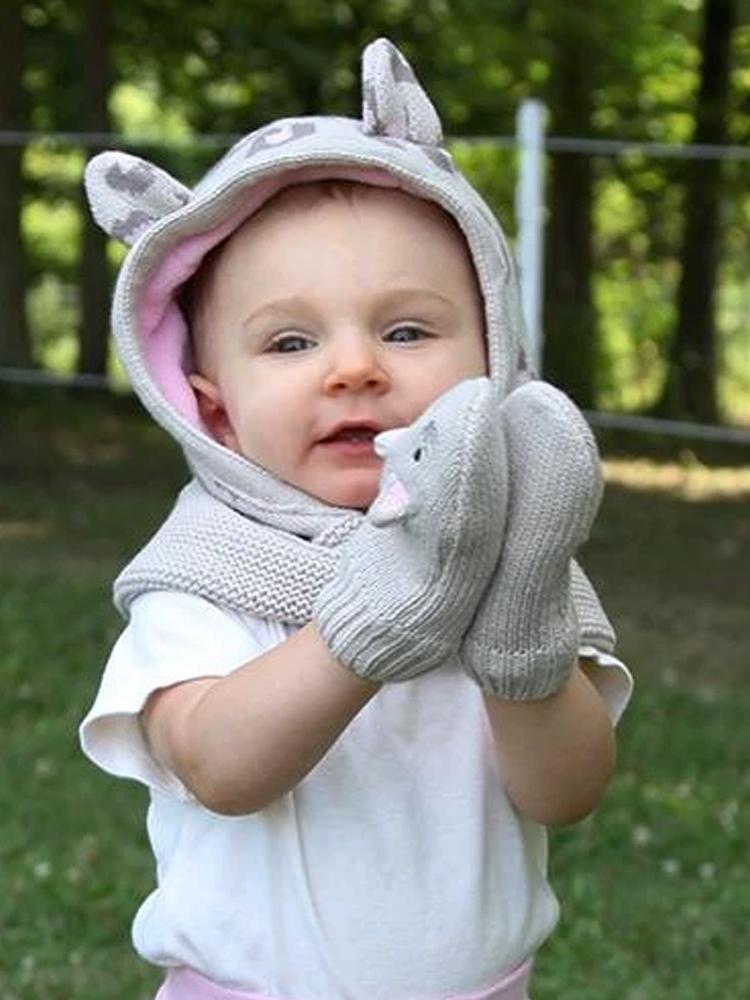 Zoocchini - Kids Knit Mittens - Kallie The Kitten 12 to 24 months