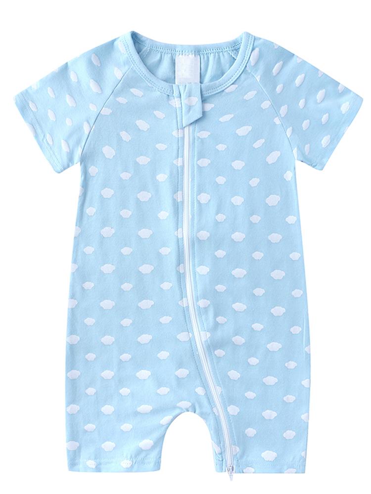 Baby Blue Clouds Zip Sleepsuit Romper - SHORT SLEEVED | Style My Kid ...