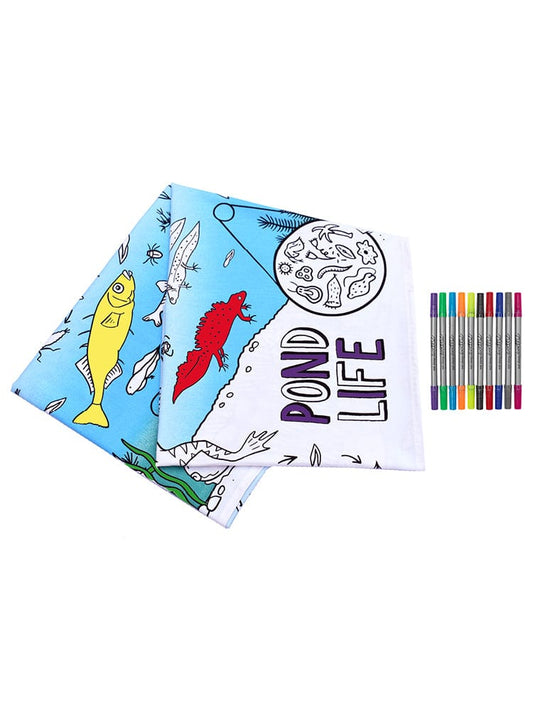 eatsleepdoodle - Colour In and Learn Table Cloth - Nature and Pond Life - Stylemykid.com