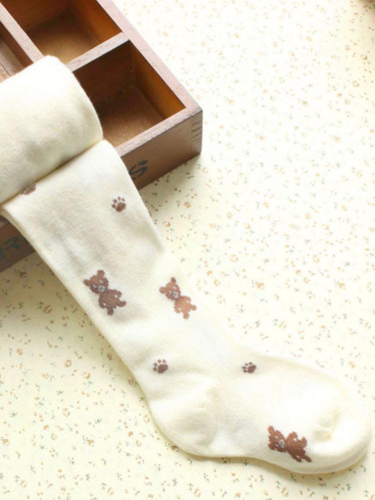 Girls Teddy Bear Tights - Cream | Style My Kid – Stylemykid.com