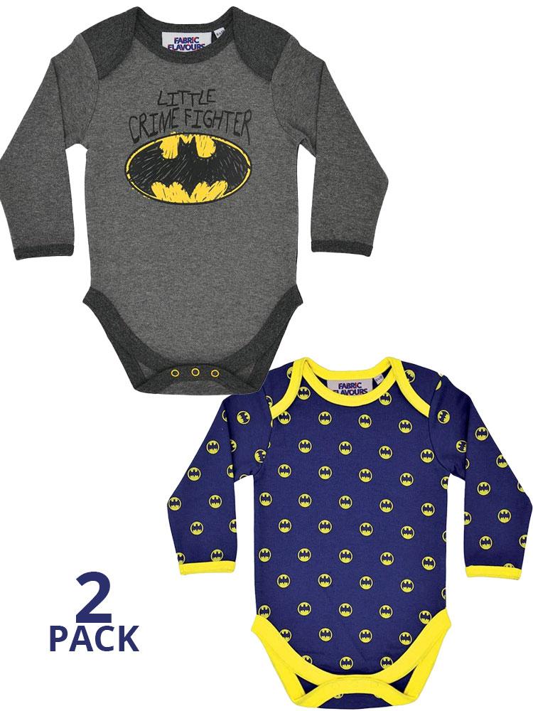 Batman Baby Grow 2 Pack - Little Crime Fighter and Batman Signal Logo -  6-24 Months 